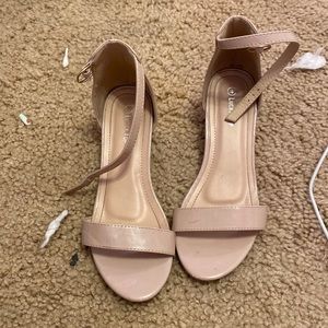 Nude small open toe heels